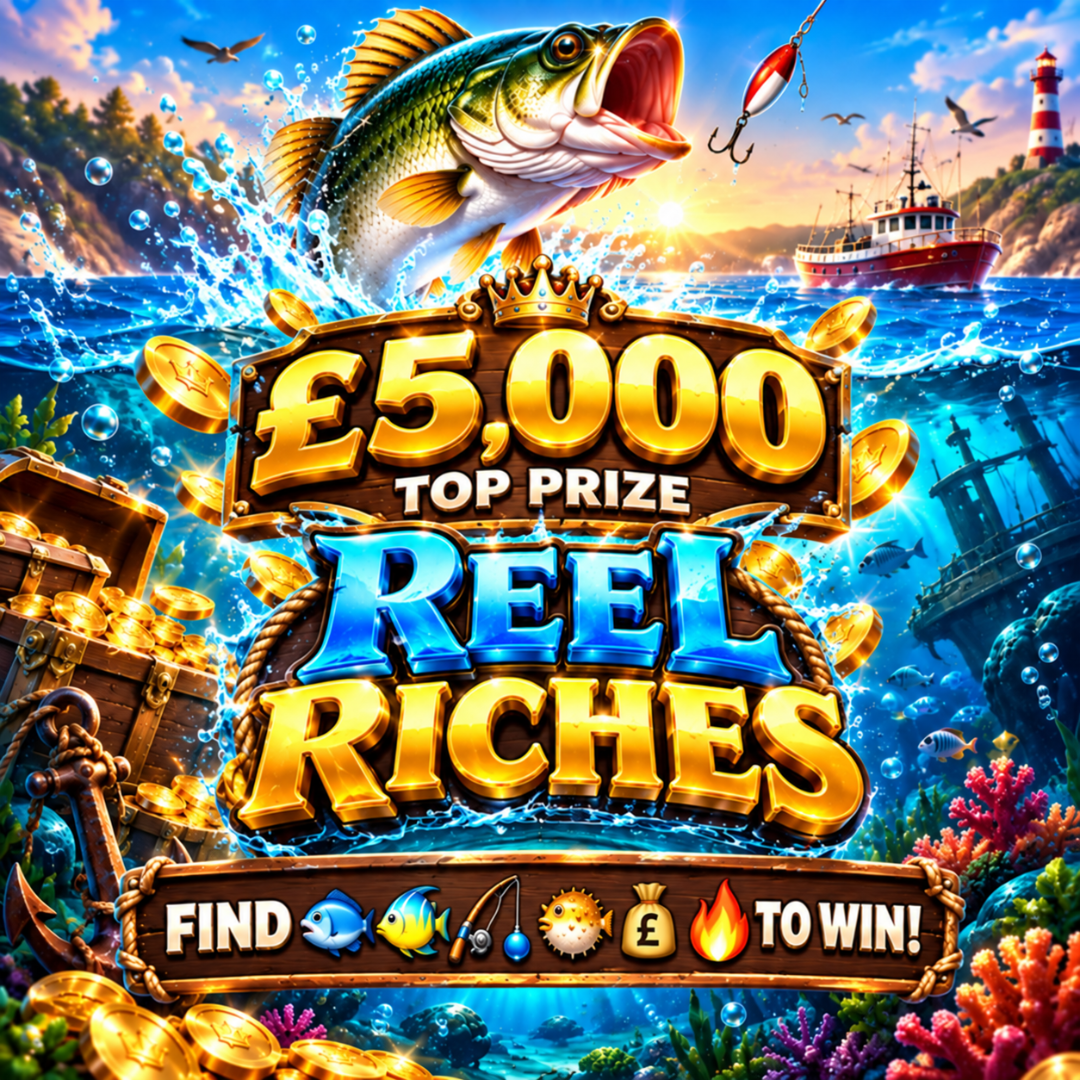 Reel Riches – £5,000 Cash + £10,000 Cash Instant Wins!